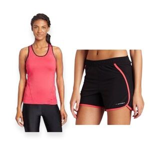 Brooks Outfit Pacer II Athletic Shorts
and Ephinany II Top in Black and Pink